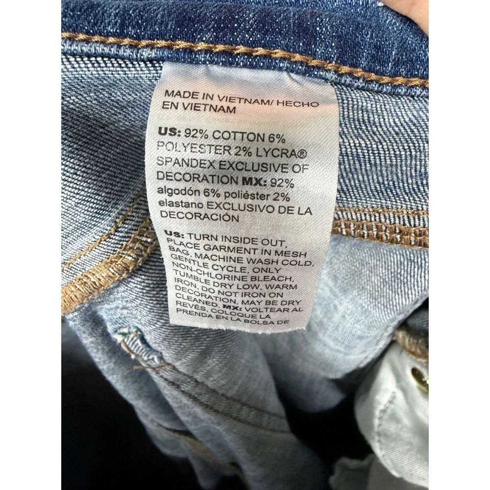 Chico's Boyfriend Crop Jeans Women 4 Size 20 Blue Patchwork Embroidered Floral